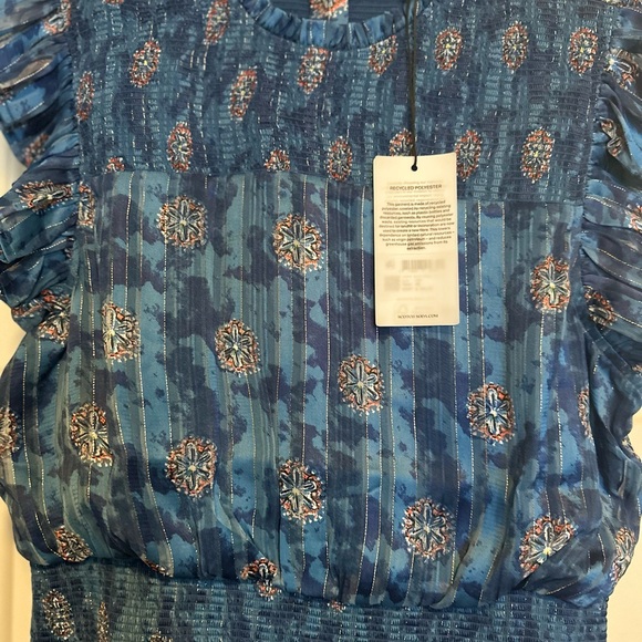 NWT 🥃 Scotch & Soda 🥃 Blue Ruffled Tiered Sundress - Picture 5 of 7